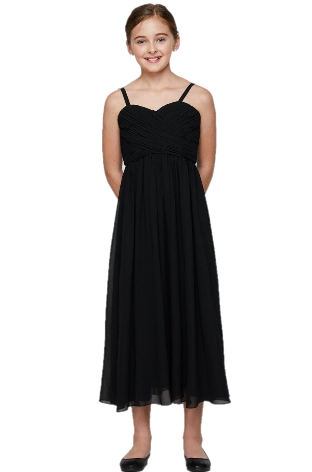 Girls Pleated Long Chiffon Dress by Cinderella Couture 5024