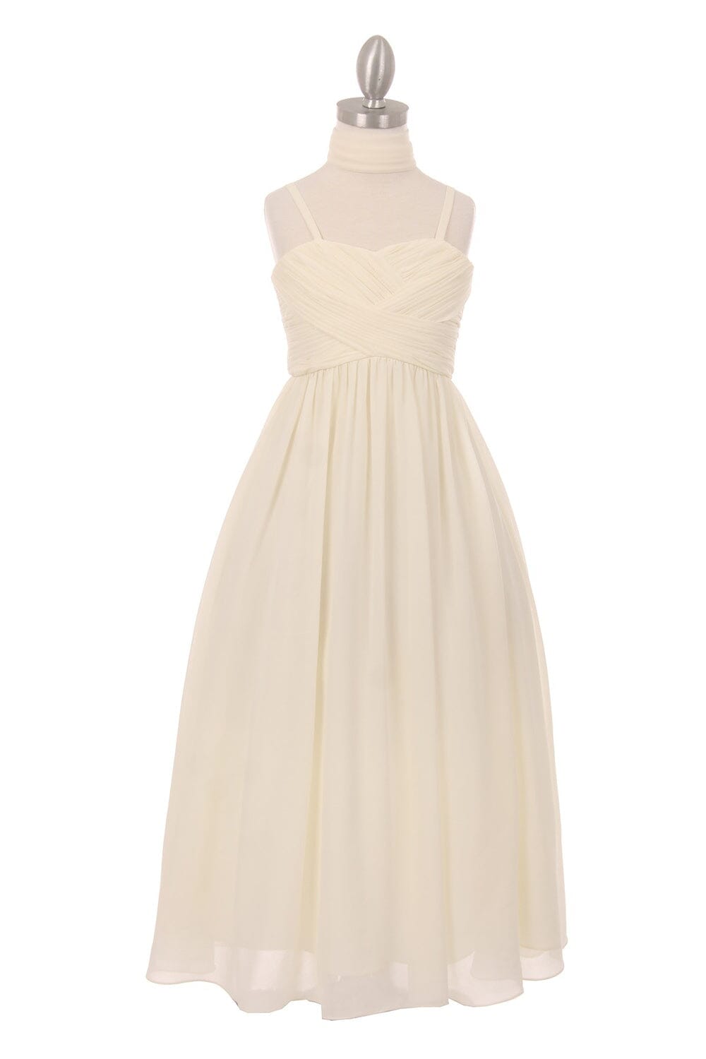 Girls Pleated Long Chiffon Dress by Cinderella Couture 5024