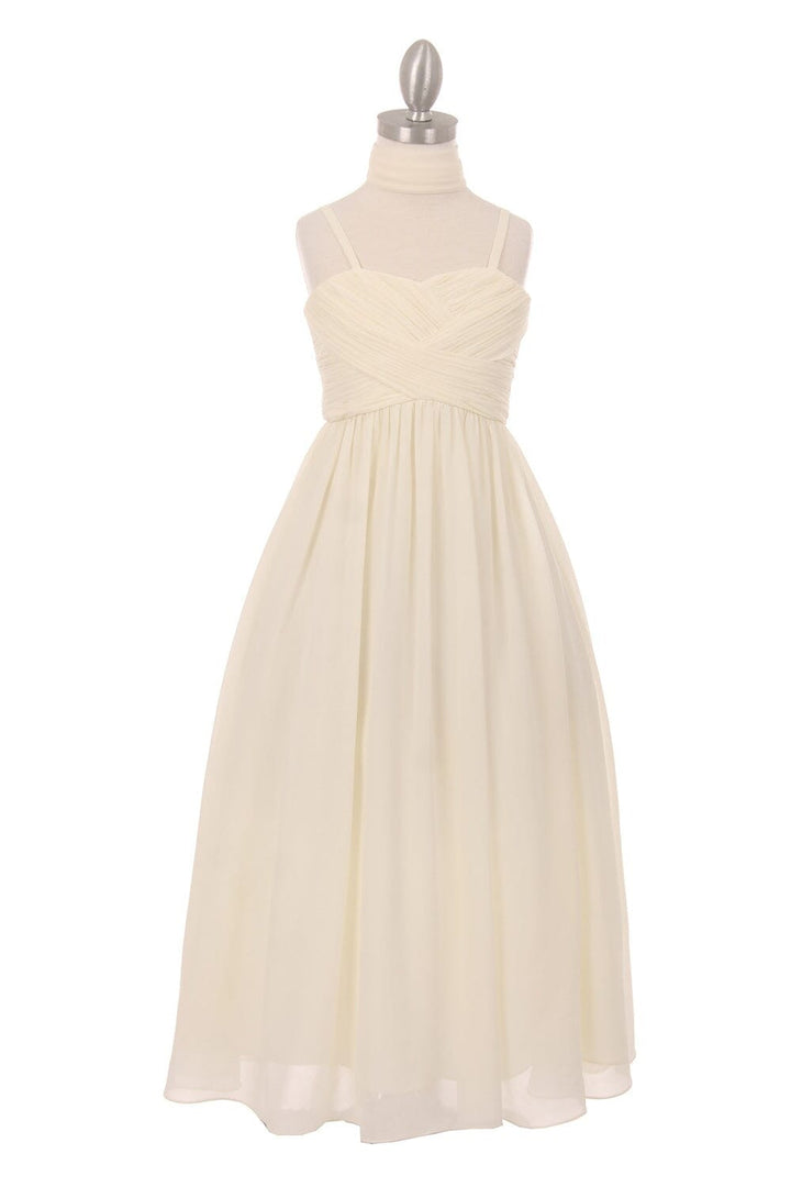 Girls Pleated Long Chiffon Dress by Cinderella Couture 5024