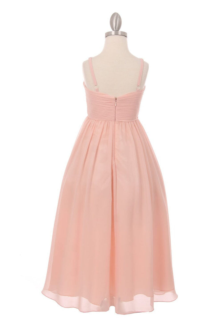 Girls Pleated Long Chiffon Dress by Cinderella Couture 5024