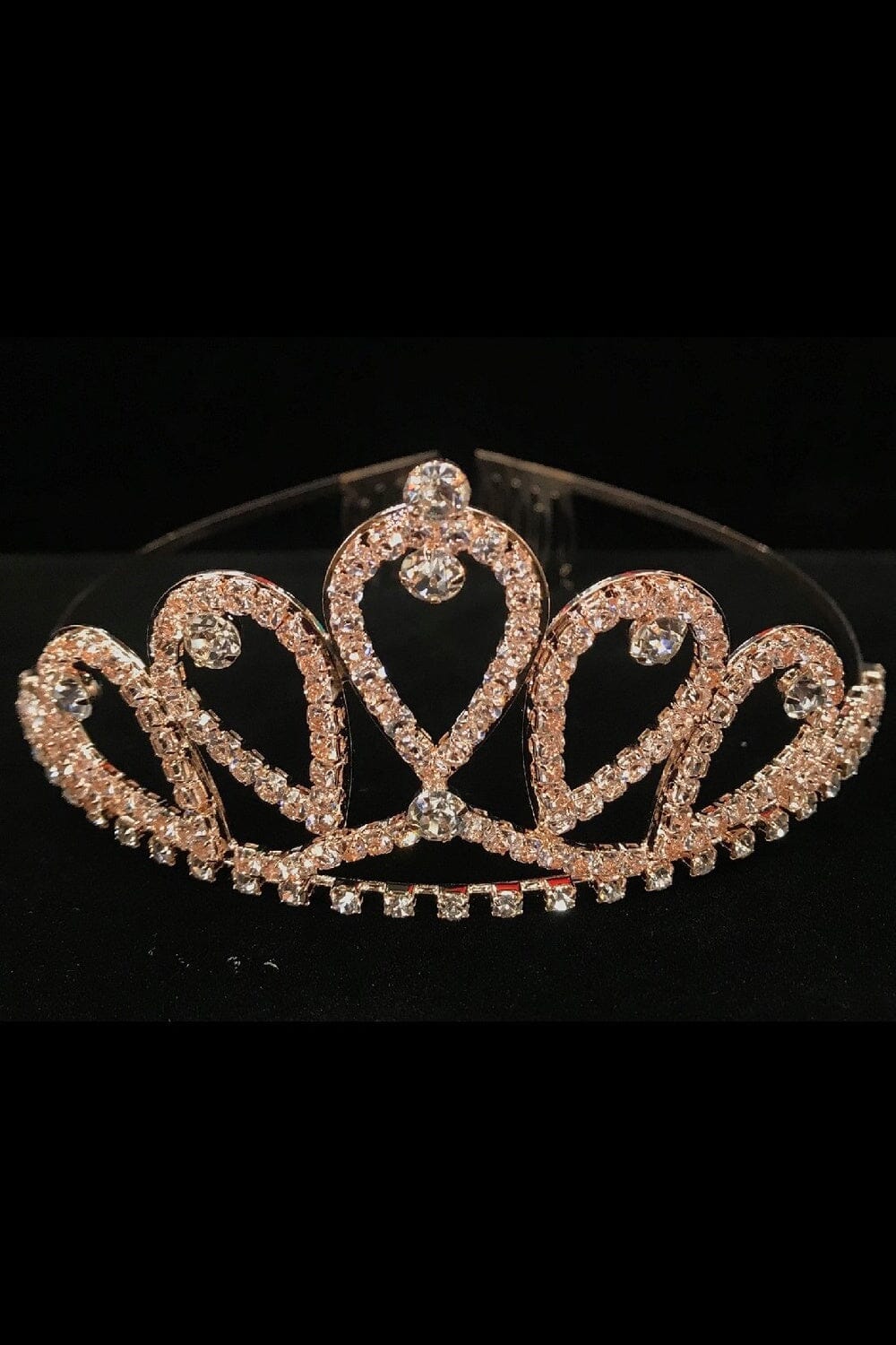 Girls Rose Gold Teardrop Tiara with Comb