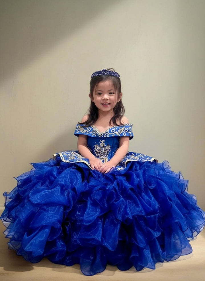 Girls Ruffled Charro Off Shoulder Gown by Calla SCK-313