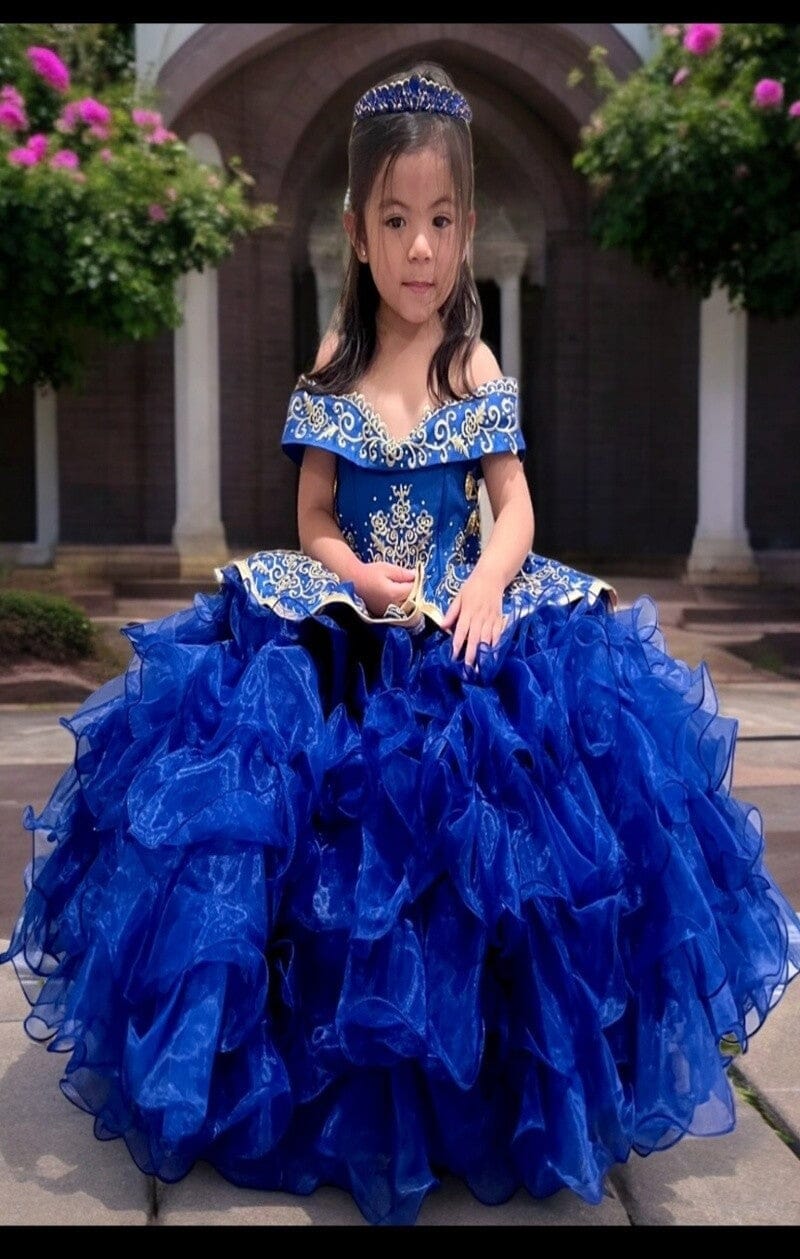 Girls Ruffled Charro Off Shoulder Gown by Calla SCK313