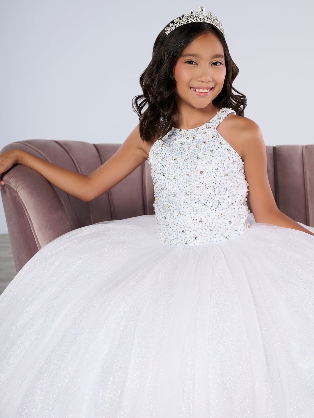 Girls Ruffled  Halter Gown by Tiffany Princess 13795