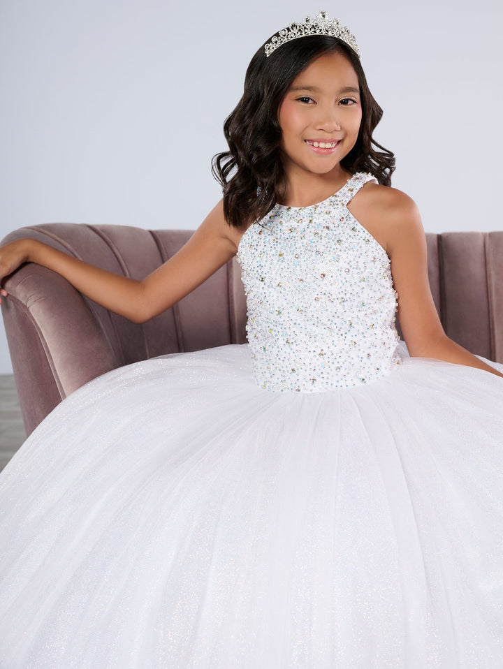 Girls Ruffled  Halter Gown by Tiffany Princess 13795
