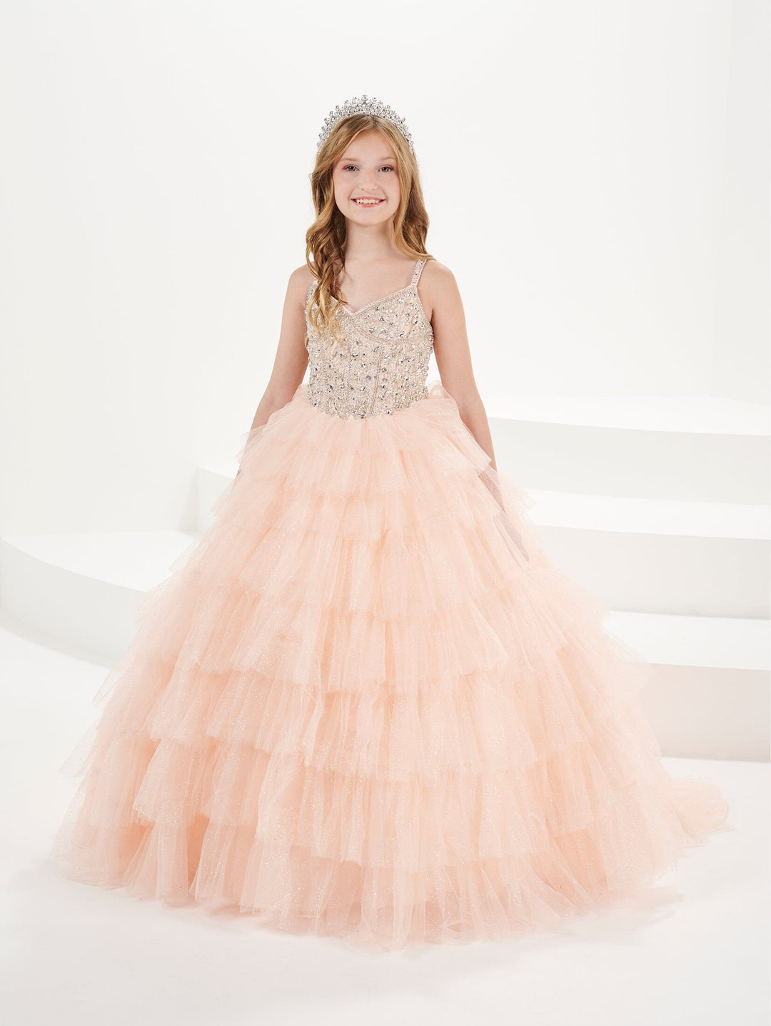 Girls Ruffled Sleeveless Gown by Tiffany Princess 13754