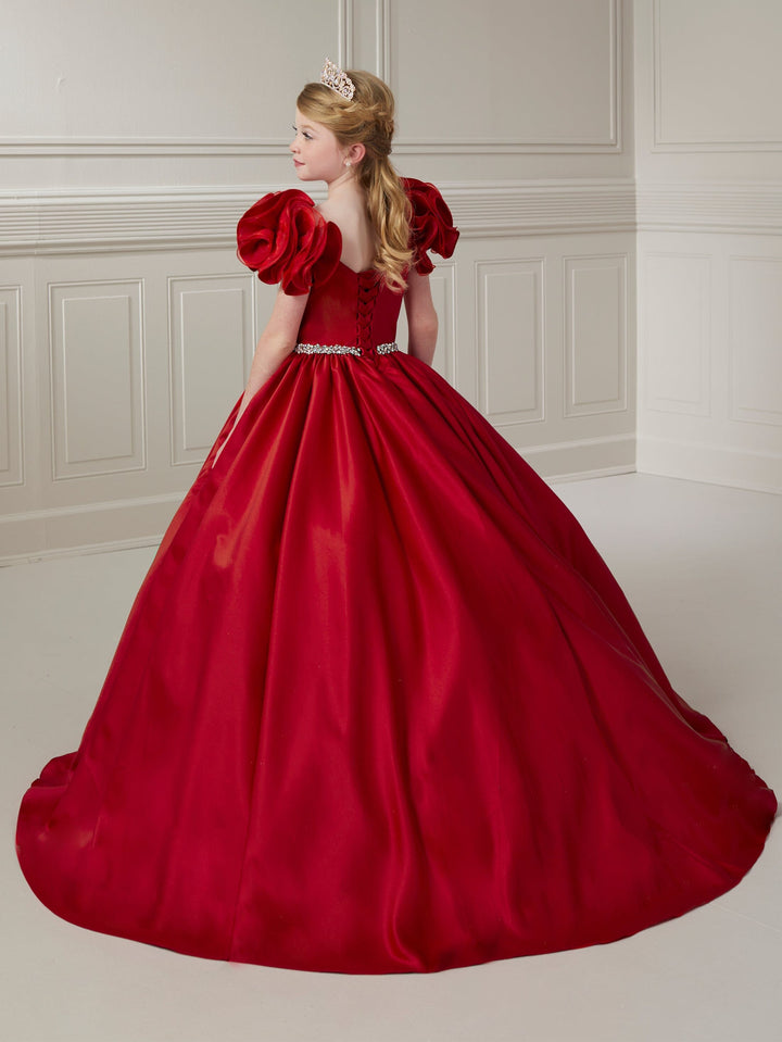 Girls Satin Ruffled Sleeves Gown by Tiffany Princess 13730