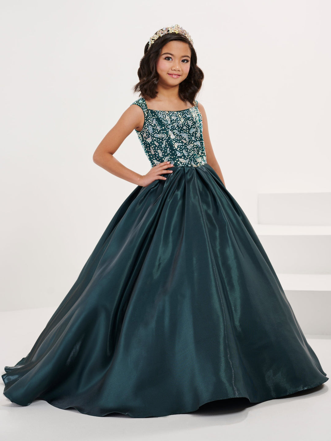 Girls Satin Sleeveless Gown by Tiffany Princess 13697