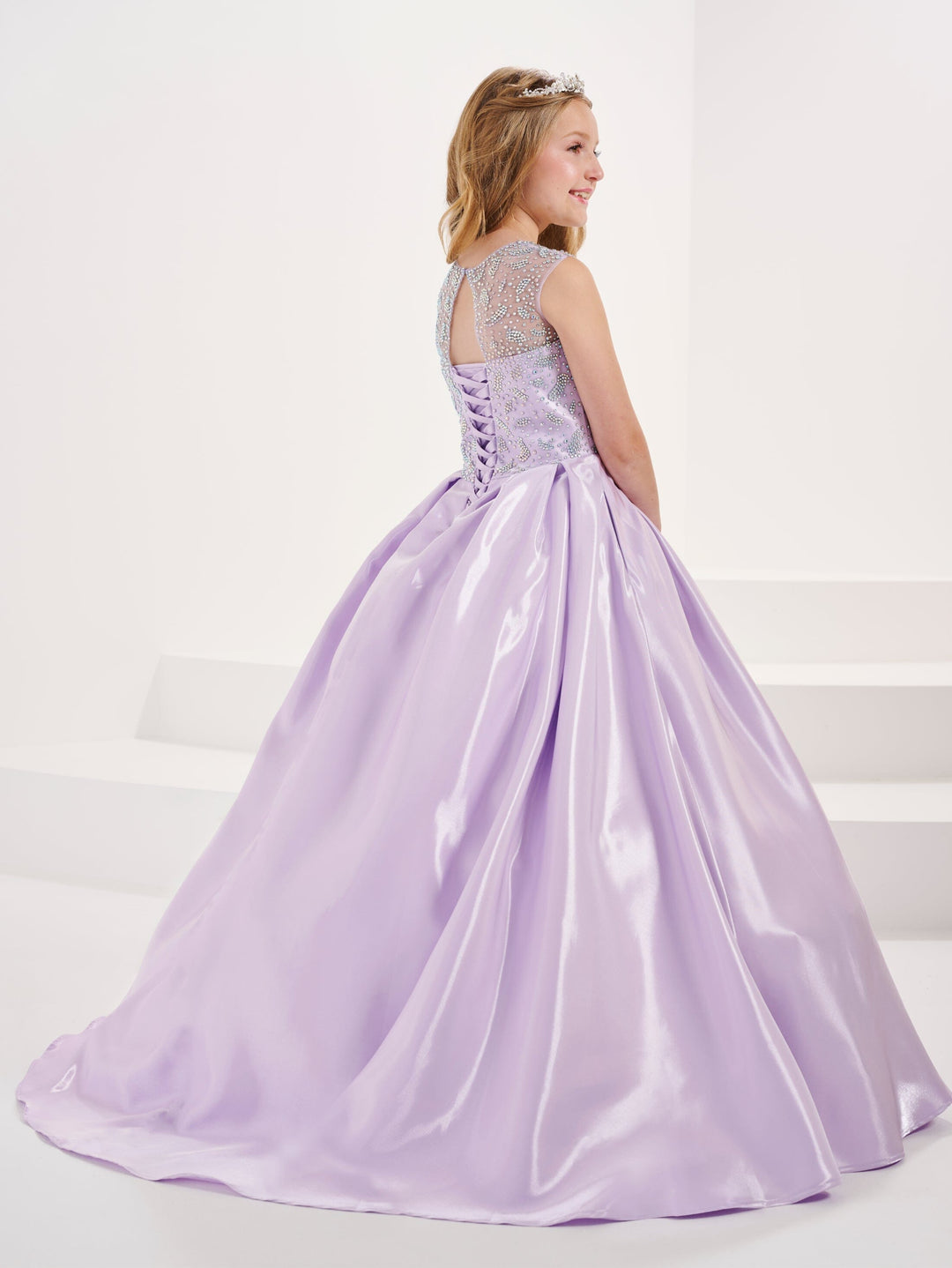 Girls Satin Sleeveless Gown by Tiffany Princess 13697