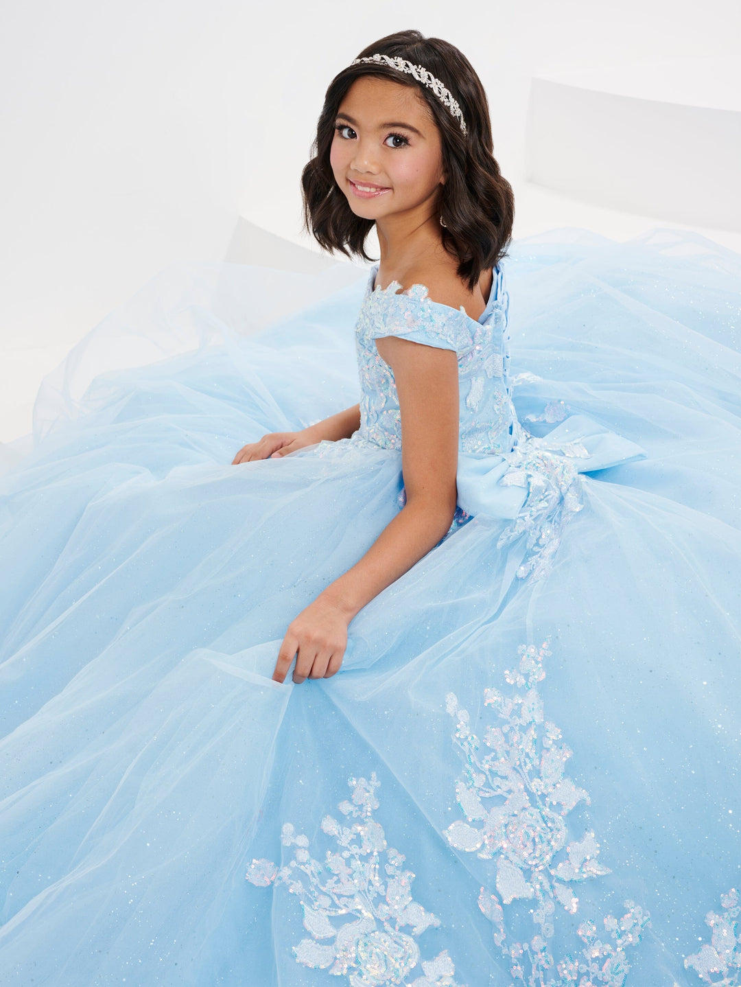 Girls Sequin Applique Gown by Tiffany Princess 13706