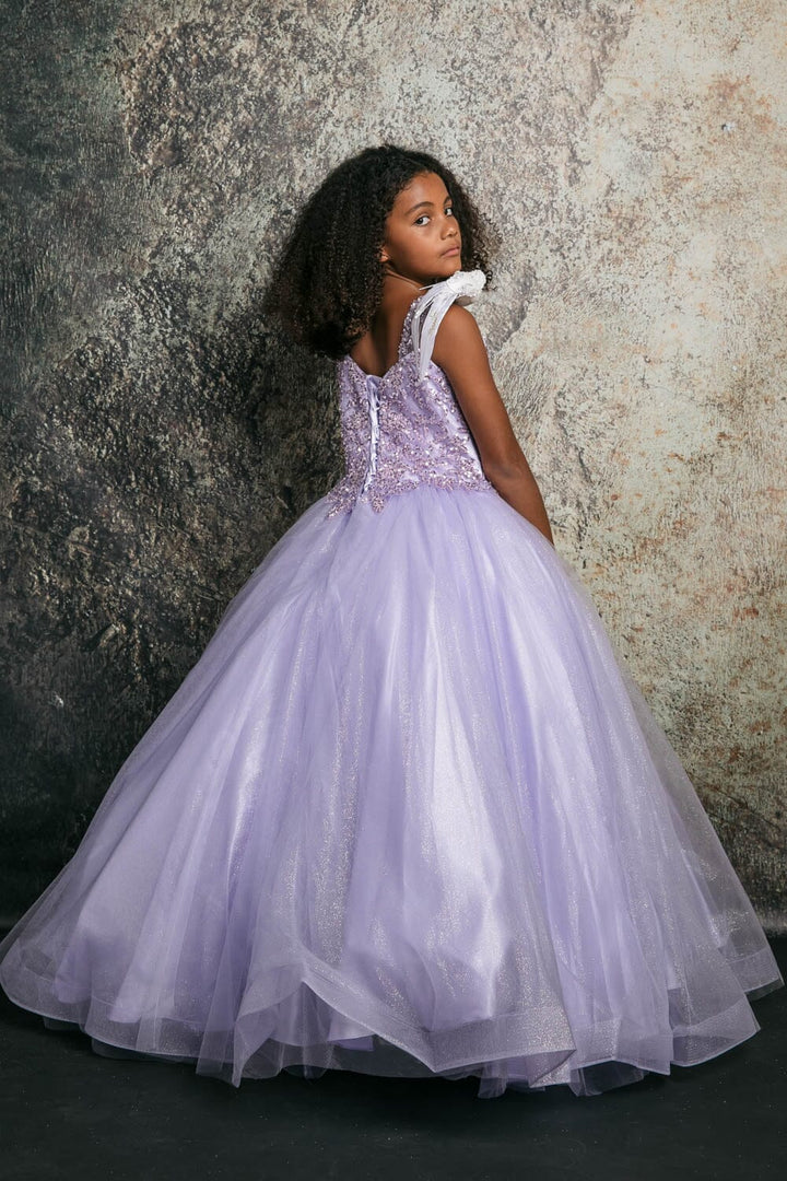 Girls Sequin Applique Sleeveless Gown by Petite Adele C337