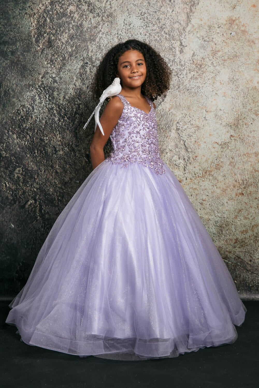 Girls Sequin Applique Sleeveless Gown by Petite Adele C337