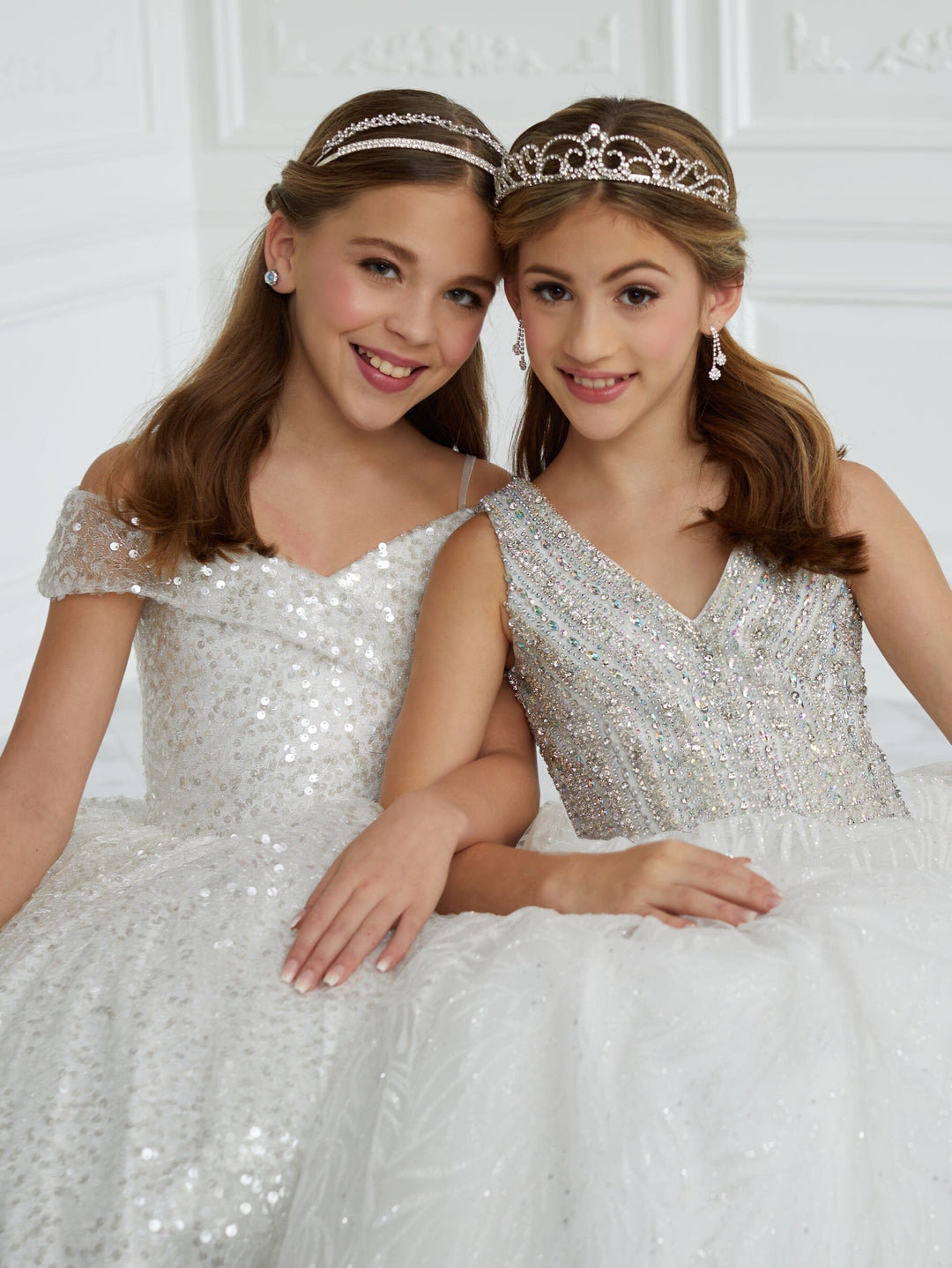 Girls Sequin Cold Shoulder Gown by Tiffany Princess 13679