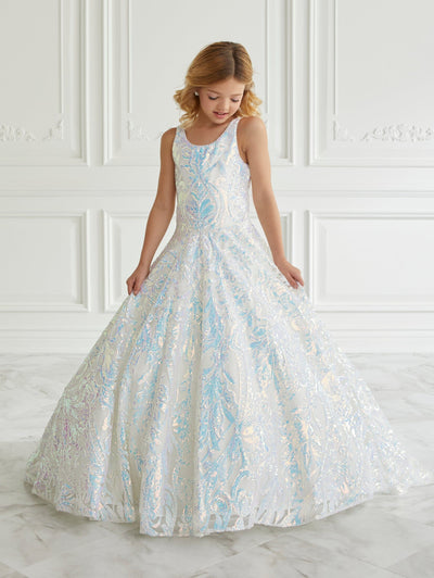 Girls Sequin Print Sleeveless Gown by Tiffany Princess 13660