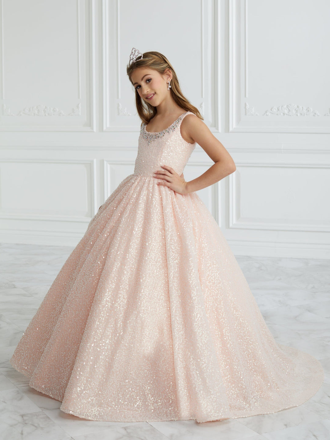 Girls Sequin Sleeveless Gown by Tiffany Princess 13683