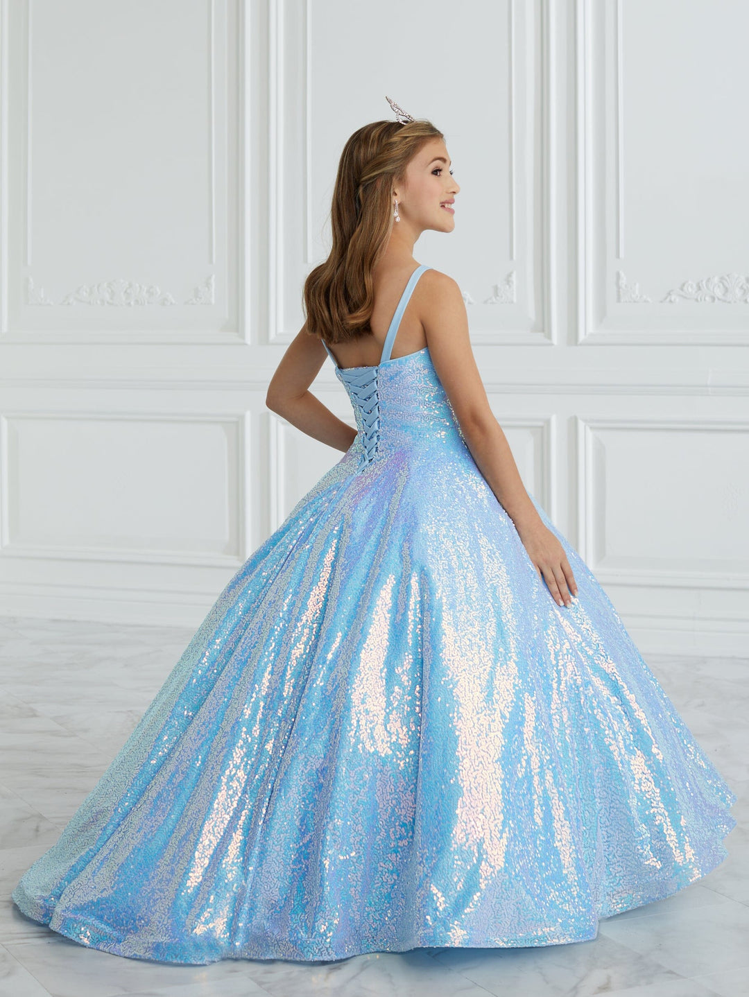 Girls Sequin V-Neck Gown by Tiffany Princess 13675