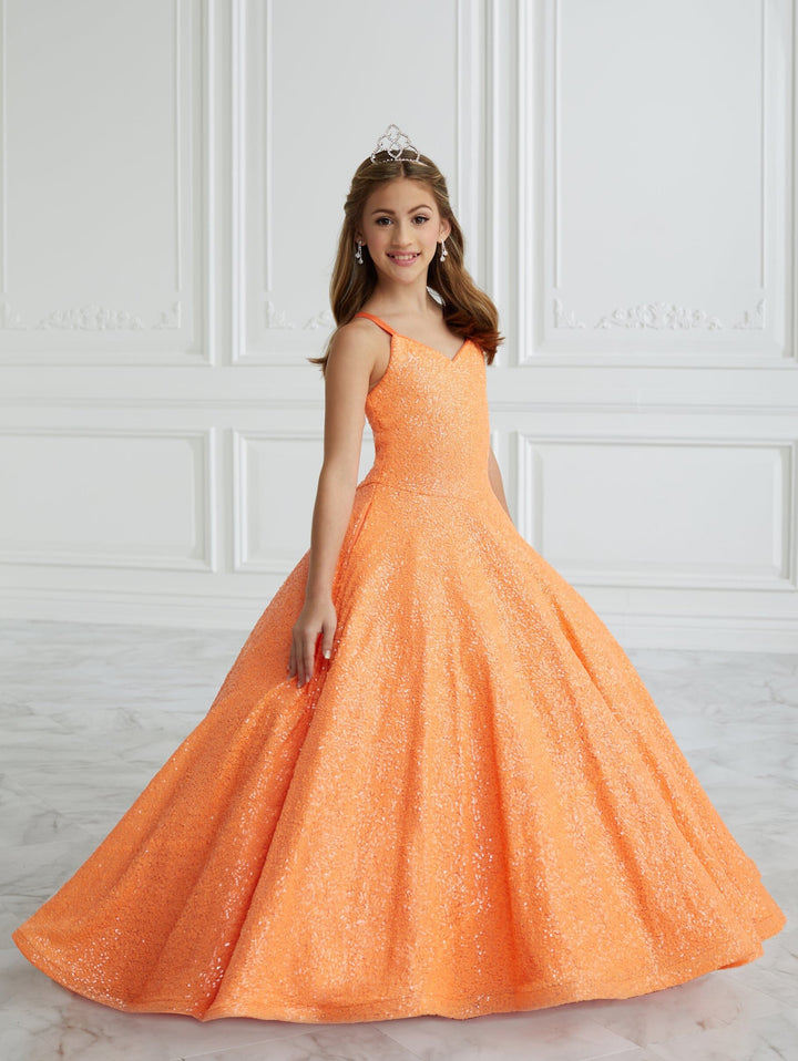 Girls Sequin V-Neck Gown by Tiffany Princess 13675