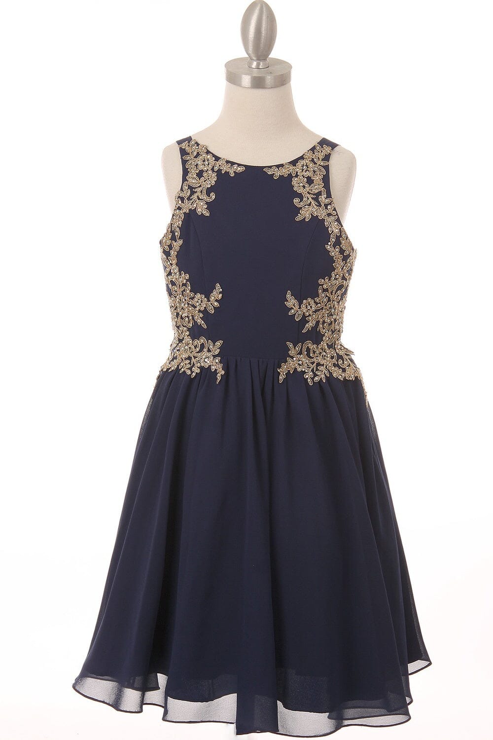 Girls Short Applique Dress with Corset Back by Cinderella Couture 5069