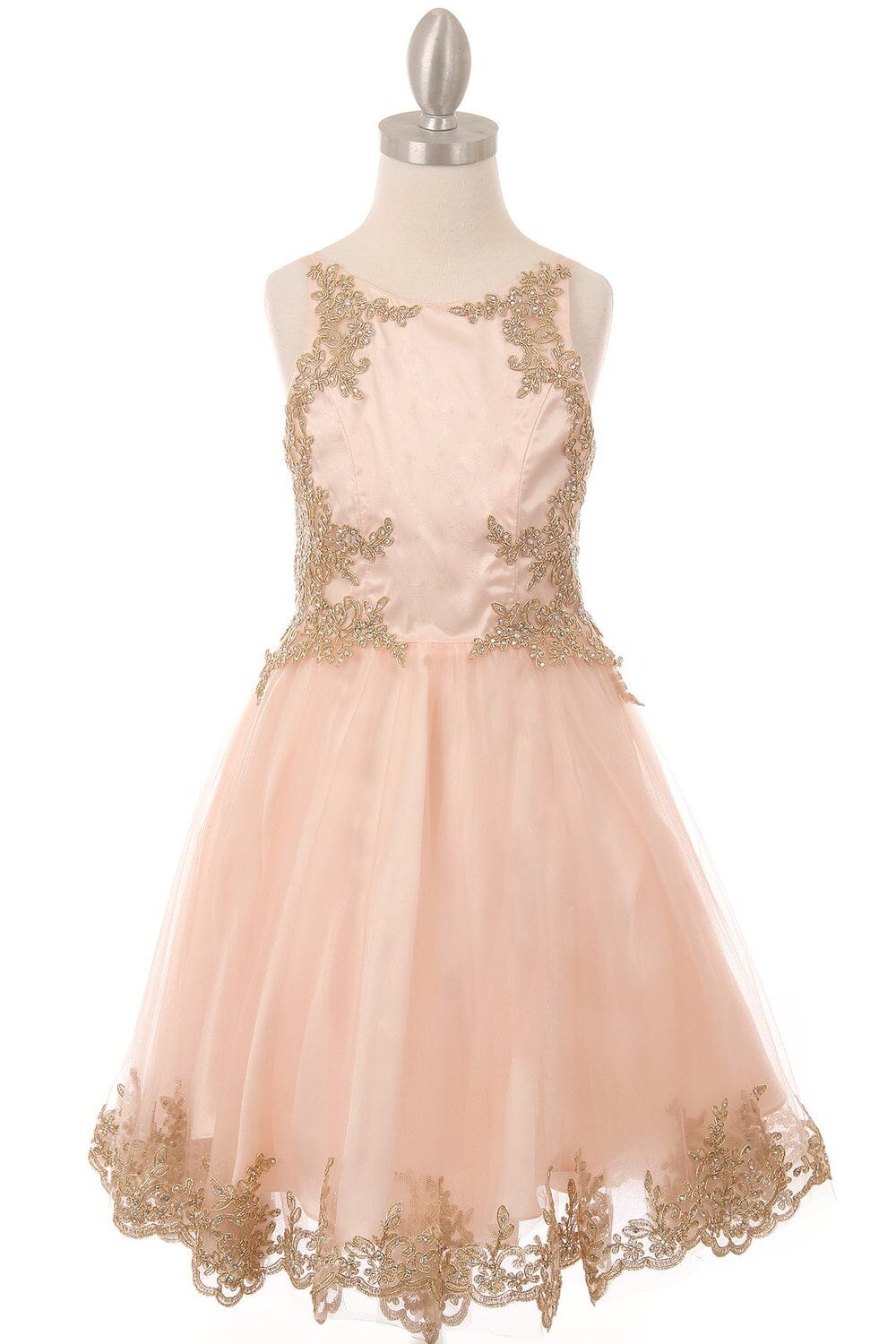 Girls Short Applique Dress with Corset Back by Cinderella Couture 8503