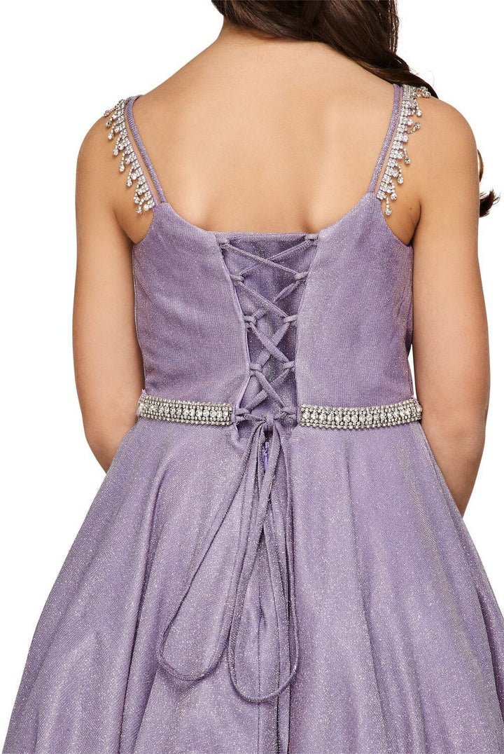Girls Short Beaded Metallic Dress by Cinderella Couture 8014