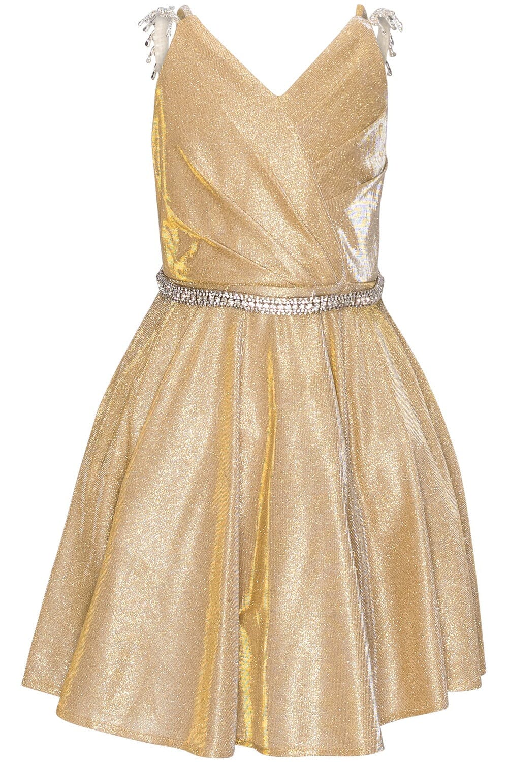Girls Short Beaded Metallic Dress by Cinderella Couture 8014