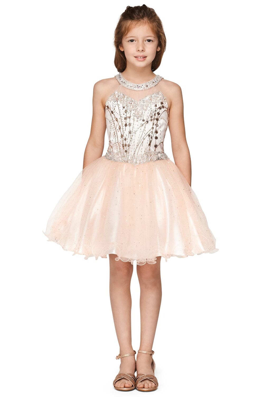Girls Short Halter Glitter Dress by Cinderella Couture 5090