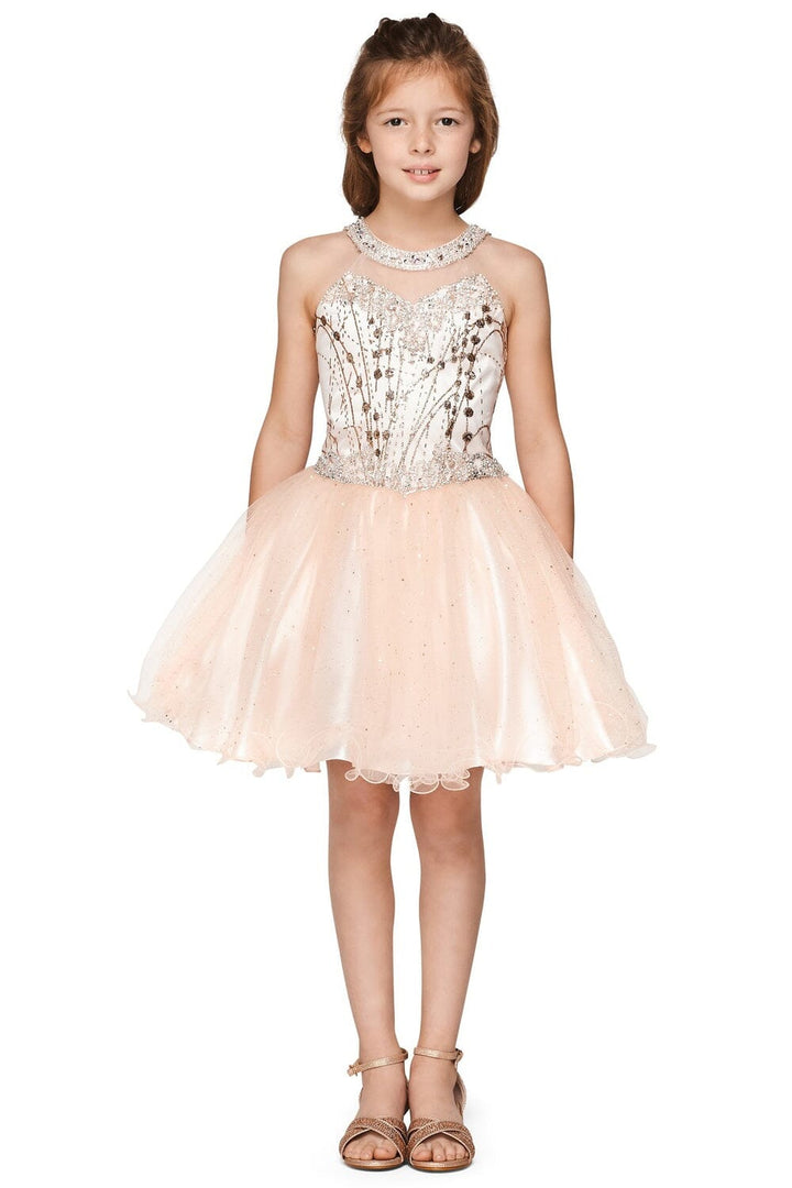 Girls Short Halter Glitter Dress by Cinderella Couture 5090