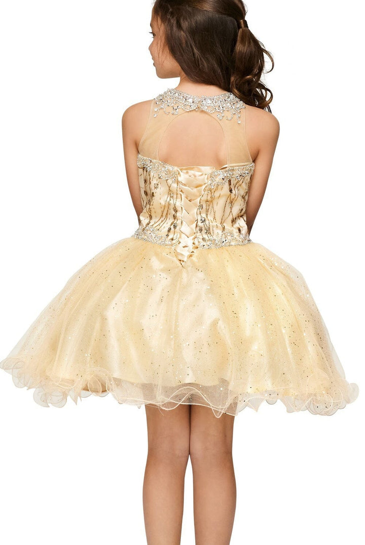 Girls Short Halter Glitter Dress by Cinderella Couture 5090