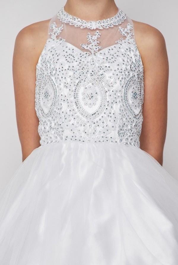 Girls Short Illusion Applique Dress by Cinderella Couture 5065 - Outlet