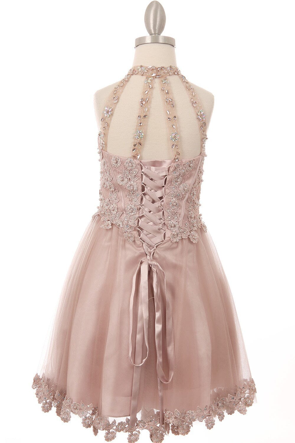 Girls Short Illusion Halter Dress by Cinderella Couture 8500