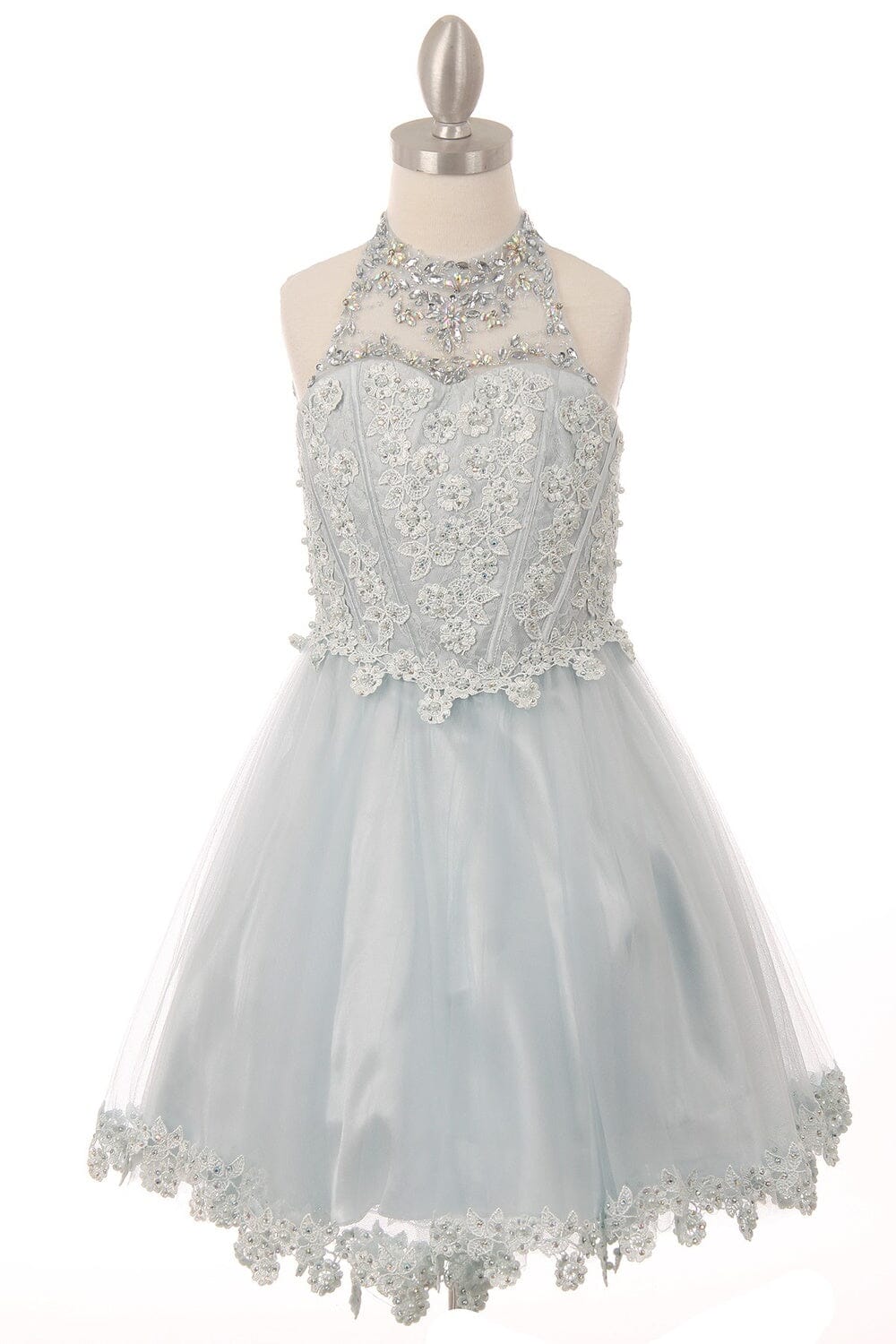 Girls Short Illusion Halter Dress by Cinderella Couture 8500