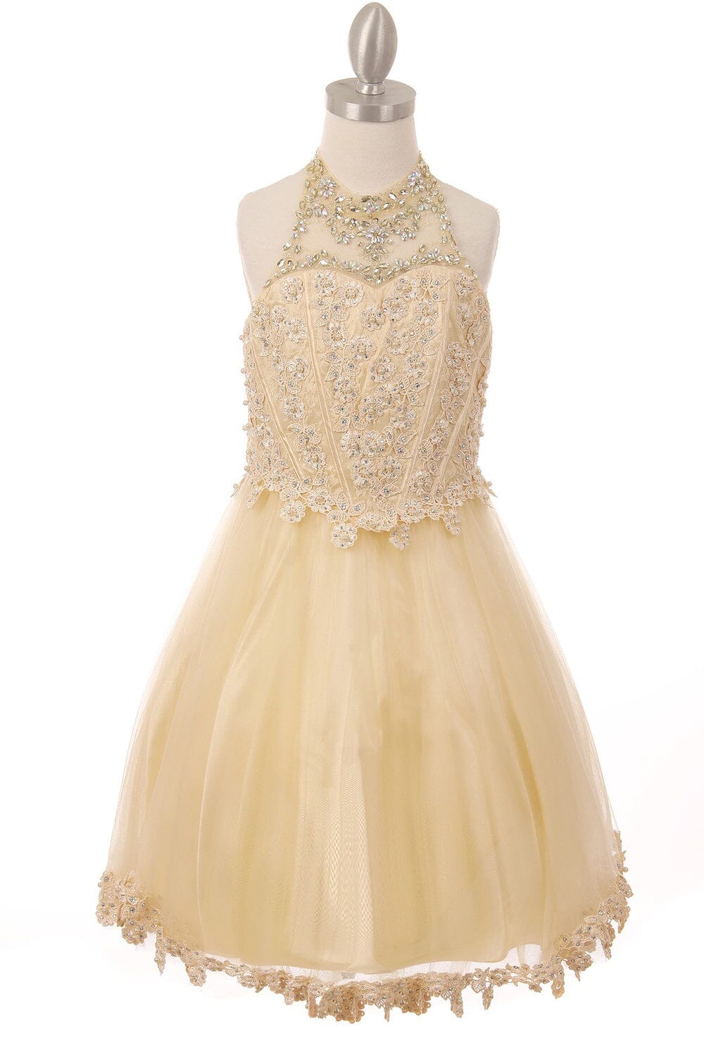 Girls Short Illusion Halter Dress by Cinderella Couture 8500
