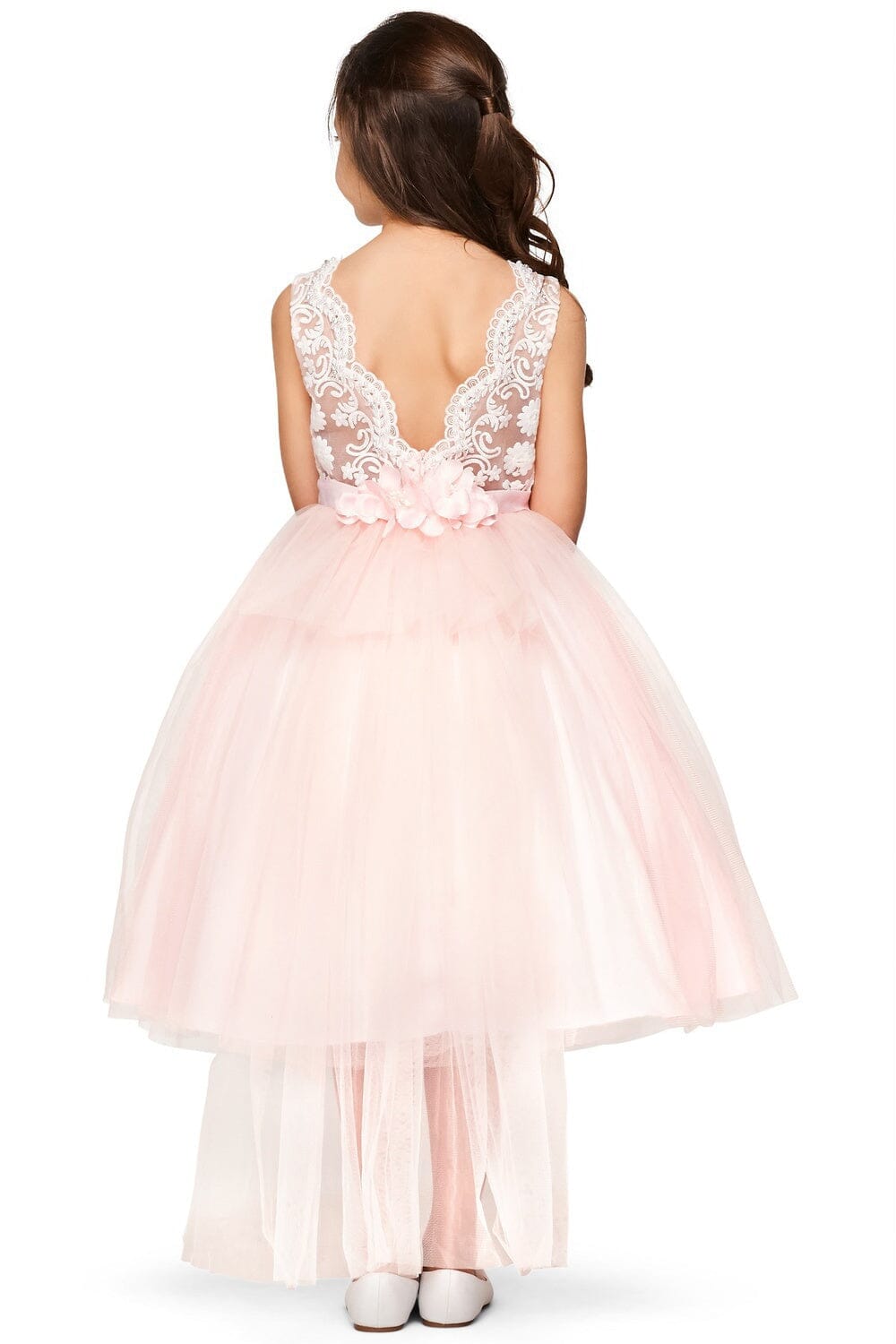 Girls Short Lace Bodice Tulle Dress by Cinderella Couture 5079