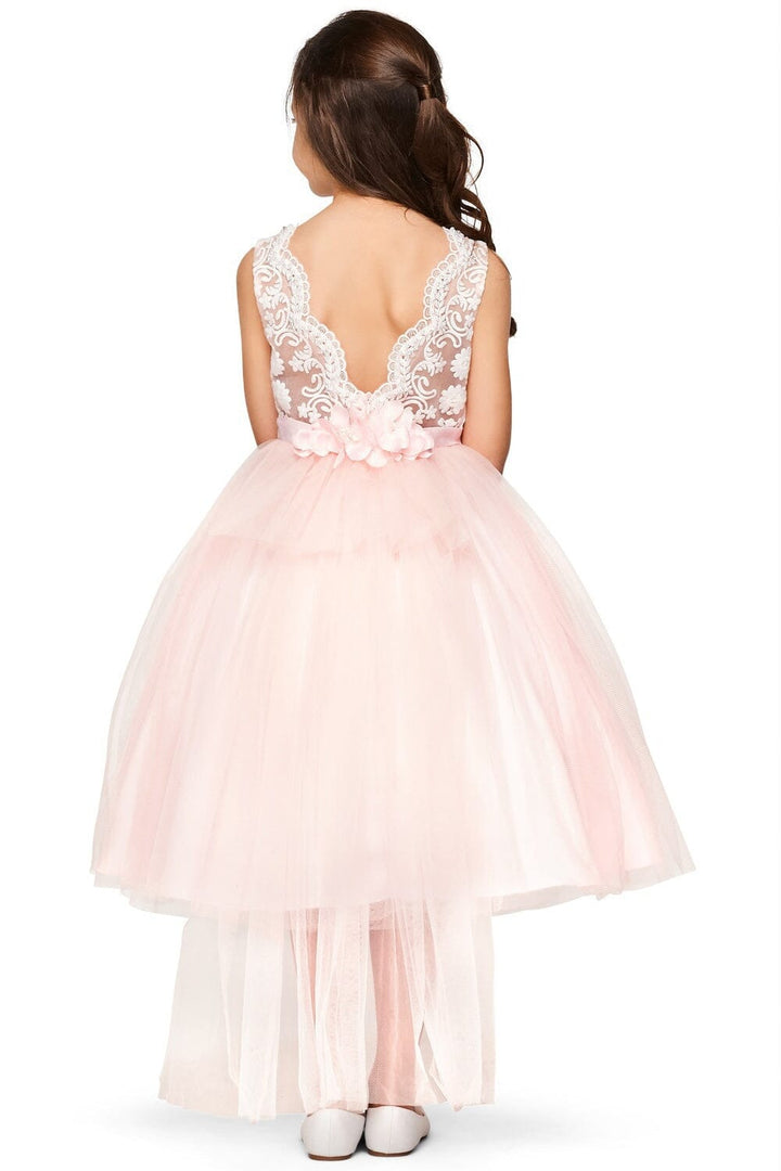 Girls Short Lace Bodice Tulle Dress by Cinderella Couture 5079