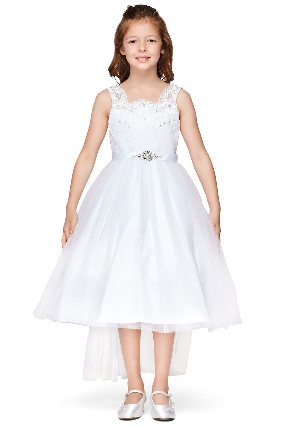 Girls Short Lace Bodice Tulle Dress by Cinderella Couture 5079