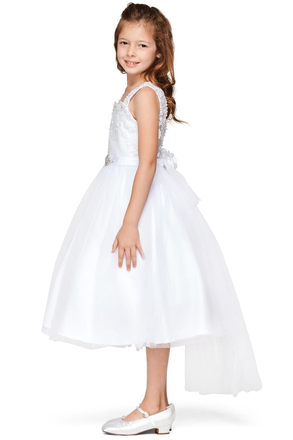 Girls Short Lace Bodice Tulle Dress by Cinderella Couture 5079