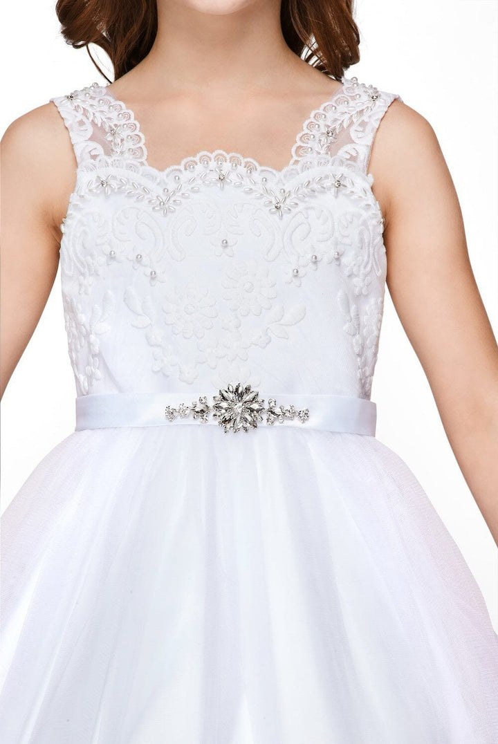 Girls Short Lace Bodice Tulle Dress by Cinderella Couture 5079