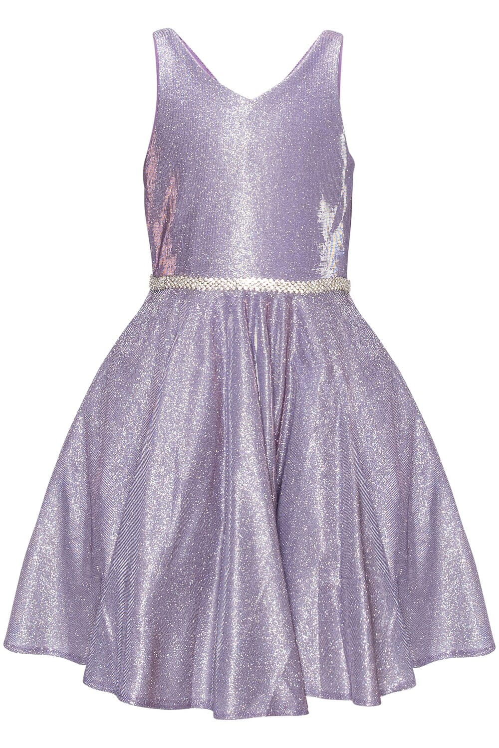 Girls Short Metallic V-Neck Dress by Cinderella Couture 8013