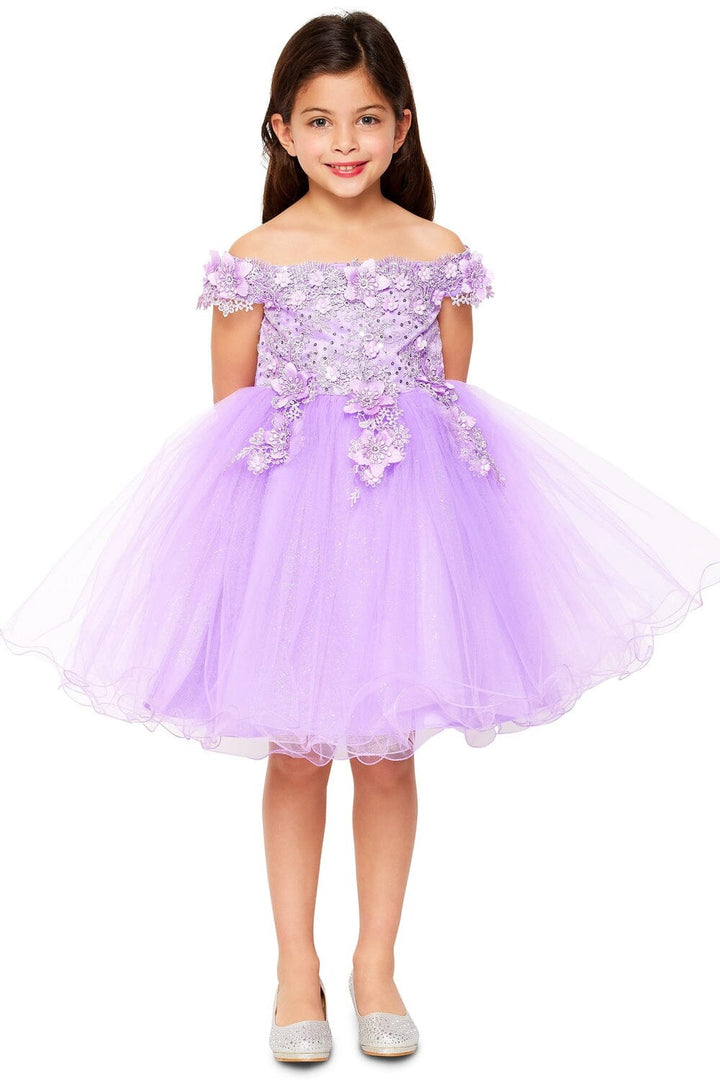 Girls Short Off Shoulder Glitter Dress by Cinderella Couture 9085