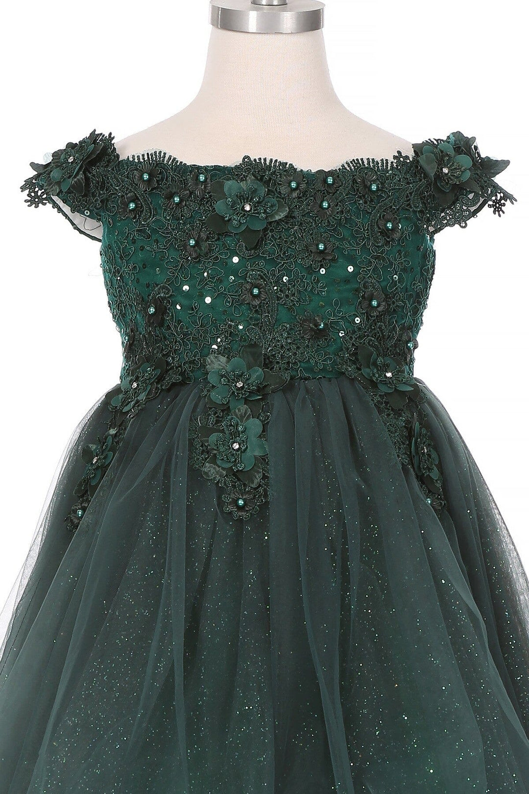 Girls Short Off Shoulder Glitter Dress by Cinderella Couture 9085