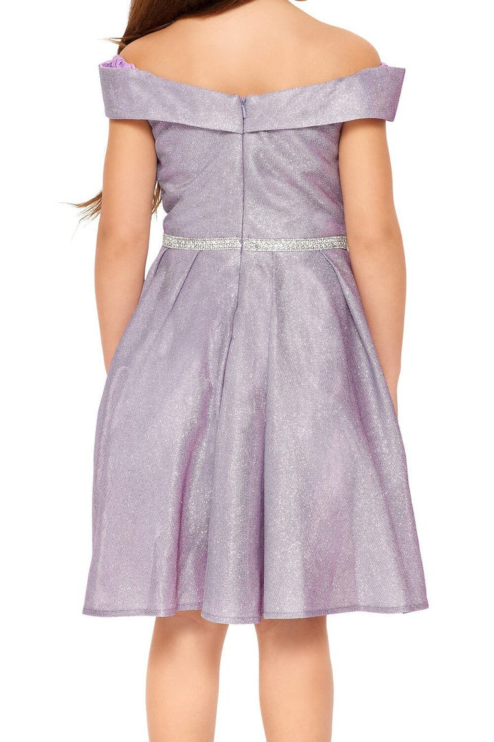 Girls Short Off Shoulder Metallic Dress by Cinderella Couture 8012
