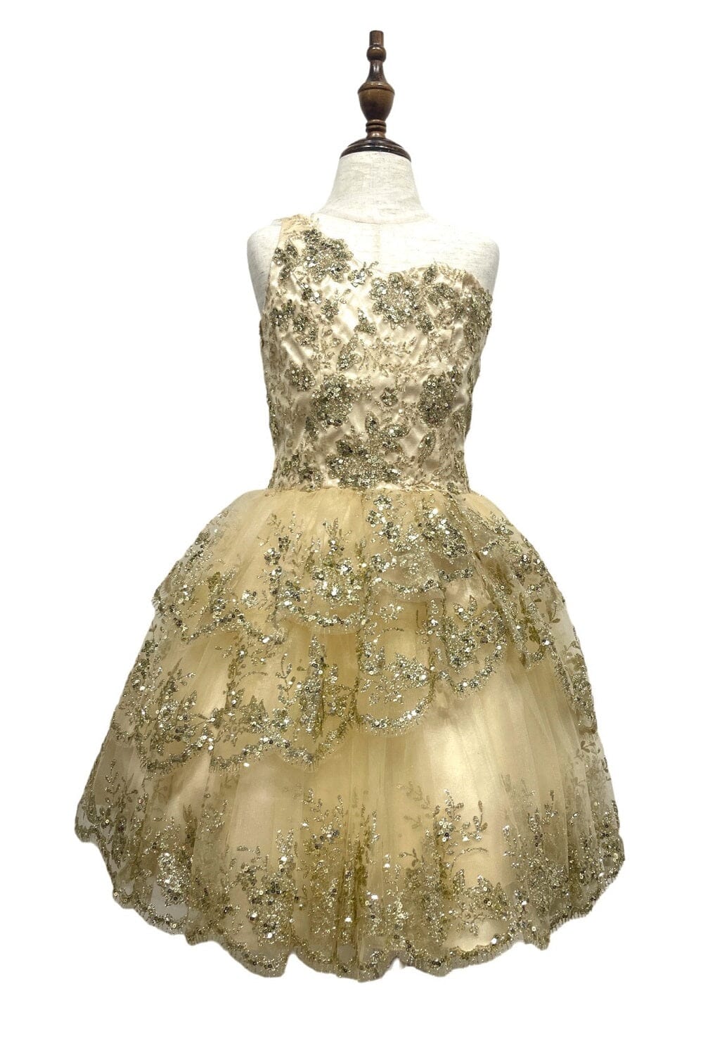 Girls Short One Shoulder Tiered Dress by Cinderella Couture