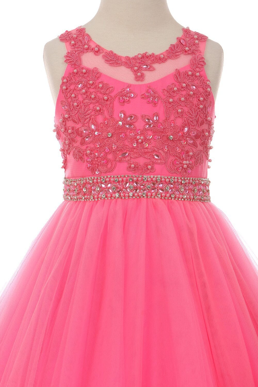 Girls Short Ruffled Dress with Beaded Bodice by Cinderella Couture 5013