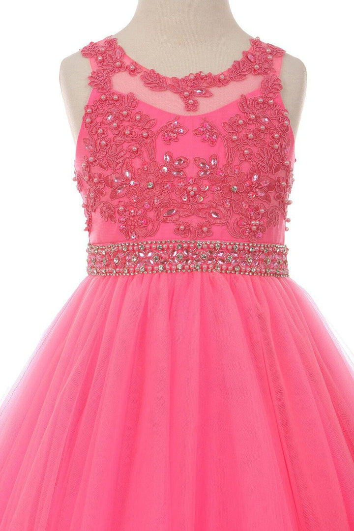 Girls Short Ruffled Dress with Beaded Bodice by Cinderella Couture 5013