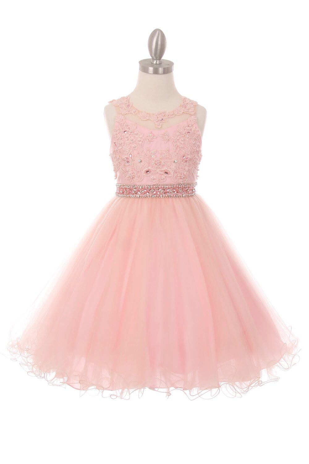 Girls Short Ruffled Dress with Beaded Bodice by Cinderella Couture 5013