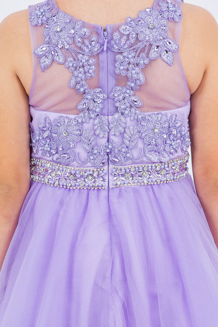 Girls Short Ruffled Dress with Beaded Bodice by Cinderella Couture 5013