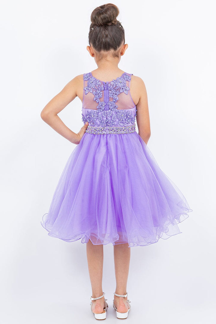 Girls Short Ruffled Dress with Beaded Bodice by Cinderella Couture 5013