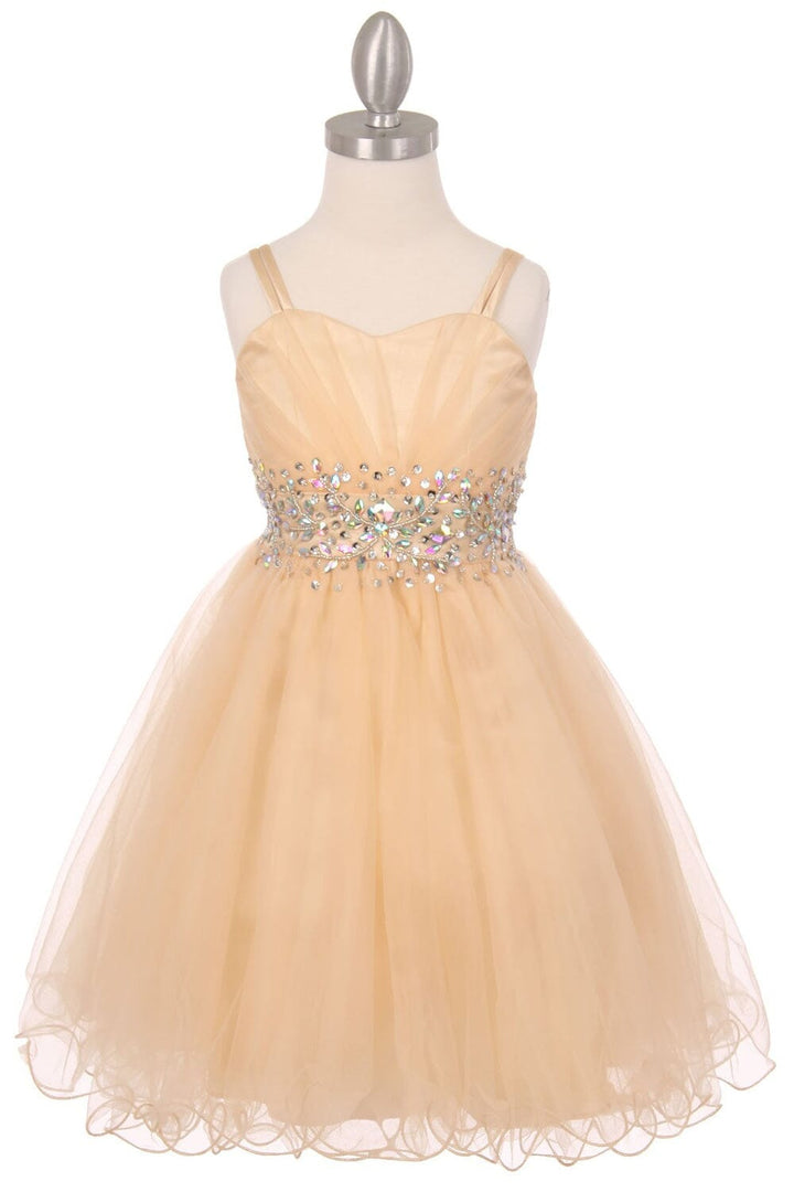 Girls Short Ruffled Dress with Corset Back by Cinderella Couture 65008