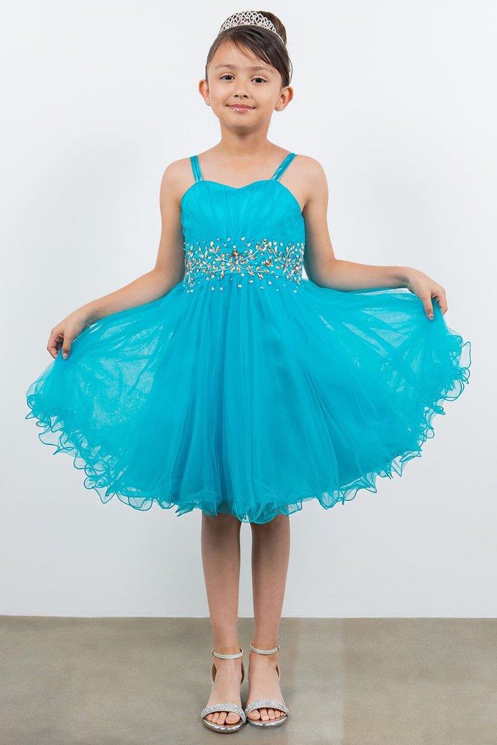 Girls Short Ruffled Dress with Corset Back by Cinderella Couture 65008