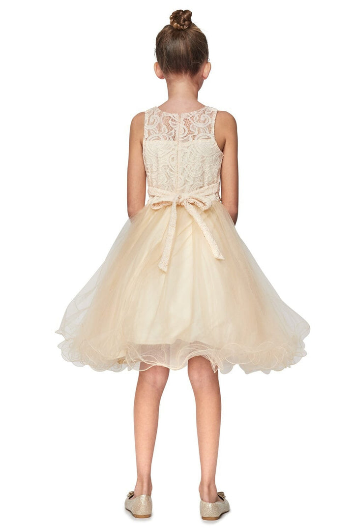 Girls Short Ruffled Dress with Lace Bodice by Cinderella Couture 5010
